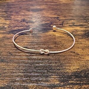 Plunder Delicate Gold-Tone Knot Open Bangle Bracelet